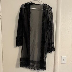 Source Unknown Elegant Black Lace Robe